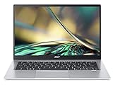 Acer Swift 1 (SF114-34-P3WR) Ultrabook / Laptop | 14 FHD Display | Intel Pentium N6000 | 8 GB RAM | 256 GB SSD | UHD Graphics | Windows 11 | QWERTZ Tastatur beleuchtet | silber