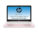 HP Stream Laptop 11,6 Zoll HD Display, Intel Celeron N4120, 4GB DDR4 RAM, 64GB eMMC, Intel Grafik, Windows 11 S-Mode, QWERTZ Tastatur, Pink, inkl. Microsoft Office 365 Single